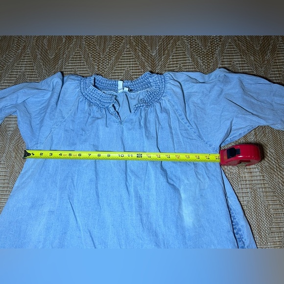 Elan Women's Faux Denim Smock Mini Dress,3/4 Puffy Sleeves, Size Small - Picture 8 of 11